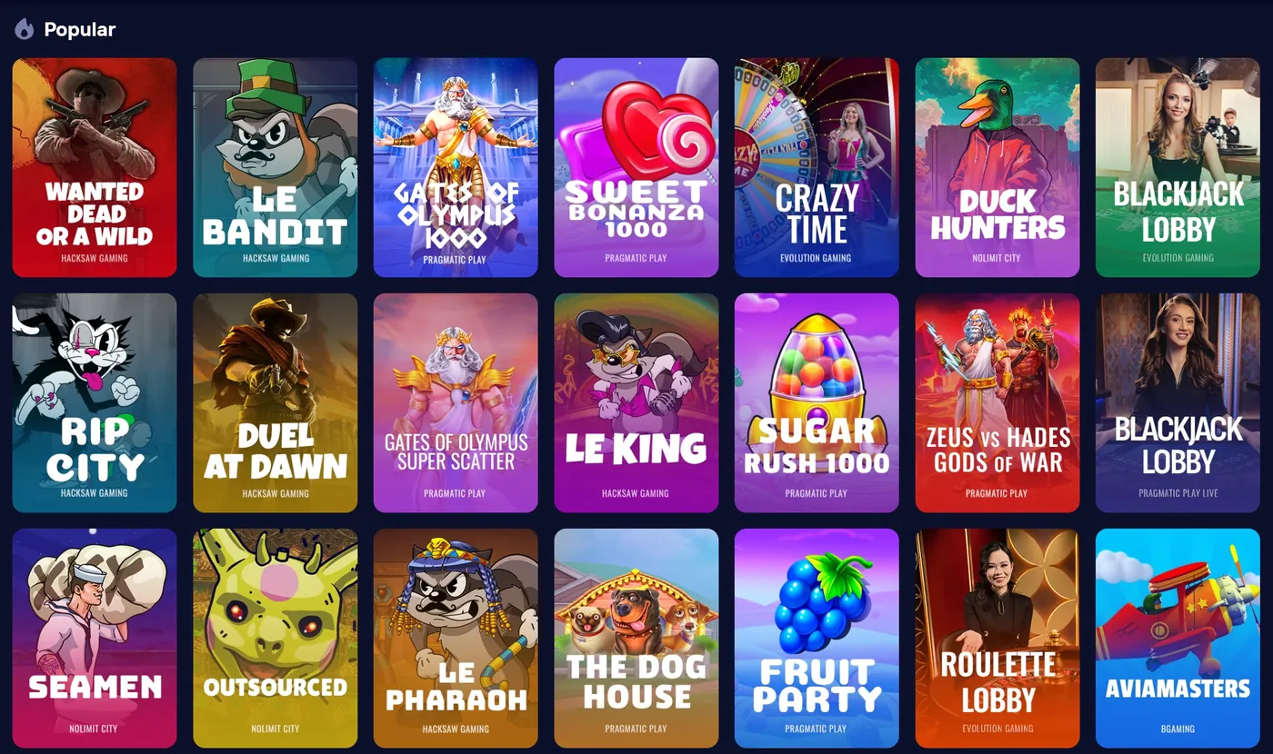 Most popular Duel Casino games — top-rated slots and crash duel titles