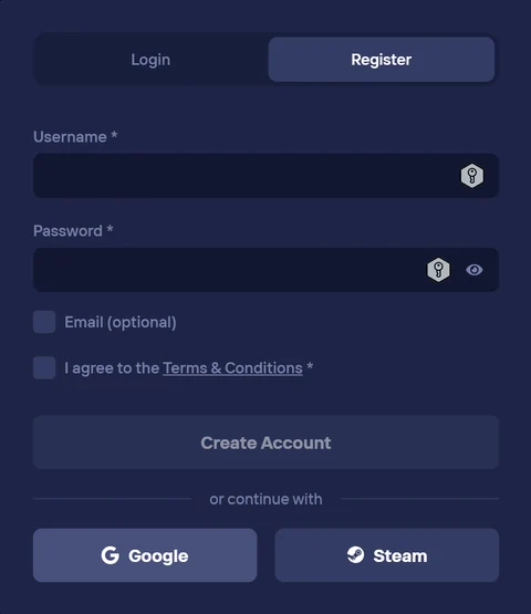 Duel Casino sign-up form — create your account in 60 seconds
